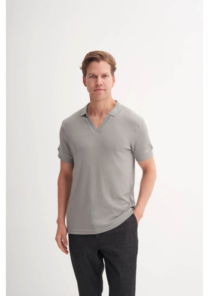 Polo Yaka Gri Erkek T-Shirt 4079