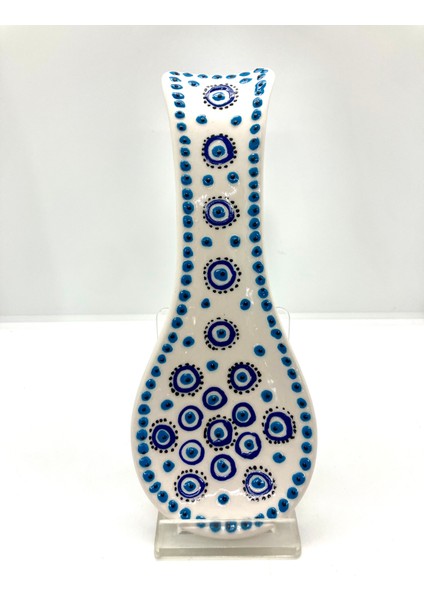 Kaşıklık Beyaz El Yapımı Nazar Boncuklu 24 cm