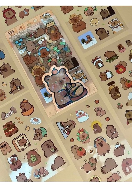 Cute Sweet 6 Yaprak 122 Adet Capybara Sticker Set/su Geçirmez/etiket/kapibara/bullet Journal