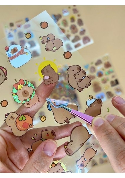 Cute Sweet 6 Yaprak 122 Adet Capybara Sticker Set/su Geçirmez/etiket/kapibara/bullet Journal