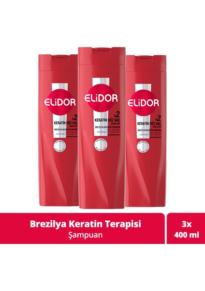 Şampuan Brezilya Keratin Terapisi Hidrolize Keratin Marula Yağı E Vitamini 400 ml x3