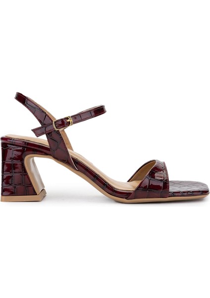 Kadın Vegan Bordo Topuklu Ayakkabı 891 904 Bn Ayk Y25 Bordo Kroko