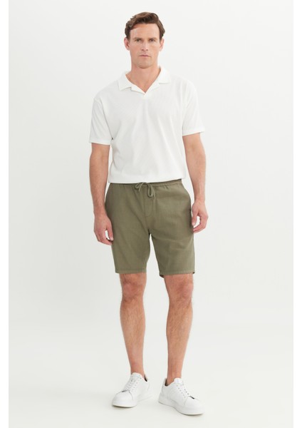 %100 Pamuk Comfort Fit Beli Bağlamalı Flamlı Yan Cep Şort modelleri