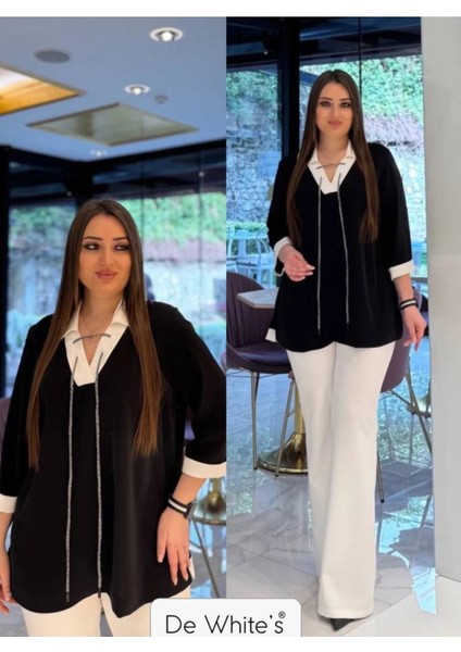 Büyük Beden Gömlek Yaka Bluz
