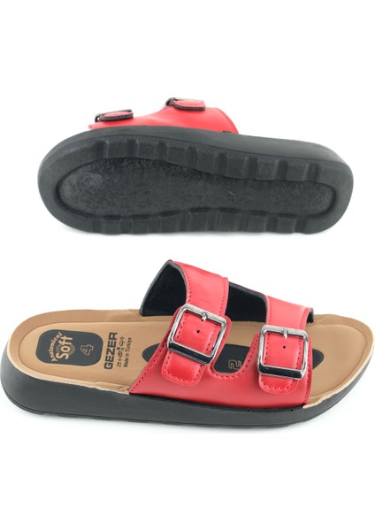 Kadın Yazlık Pu Alt Taban Deri Iki Toka Ayarlanabilir Iç Taban Anatomical Dört Nokta Yastıklı Rahat Günlük Terlik indirimleri