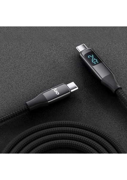 240W USB 3.1 Gen2 10GBPS E-Mark Çipli LED Display Ekranlı 4K 60Hz Görüntü ve Type-C Hızlı Şarj Kablosu 1.25 Metre