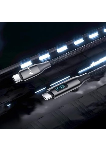 240W USB 3.1 Gen2 10GBPS E-Mark Çipli LED Display Ekranlı 4K 60Hz Görüntü ve Type-C Hızlı Şarj Kablosu 1.25 Metre