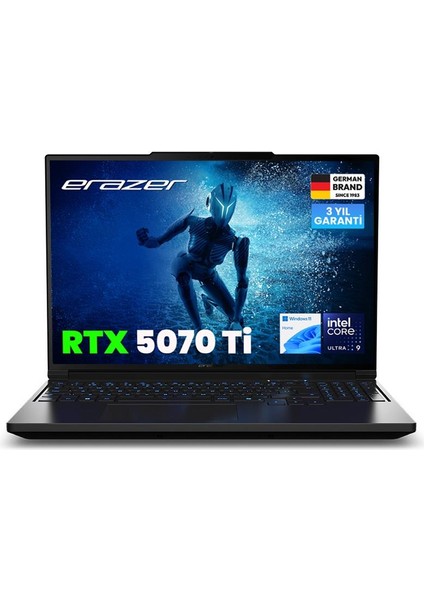 Major 16 X1 MD62735 Intel Ultra 9 275HX 32GB 2TB SSD RTX5070Ti Windows 11 Home 16" 300Hz QHD+ Taşınabilir Bilgisayar