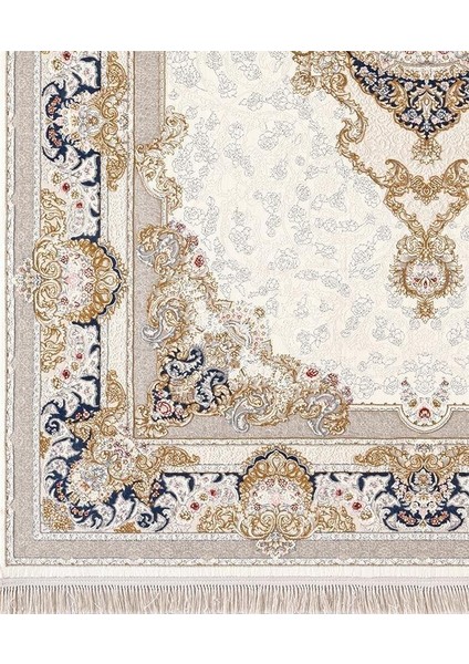 Flora FR003A Beyaz Lacivert Koridor Halısı Mutfak Halısı Salon Halısı