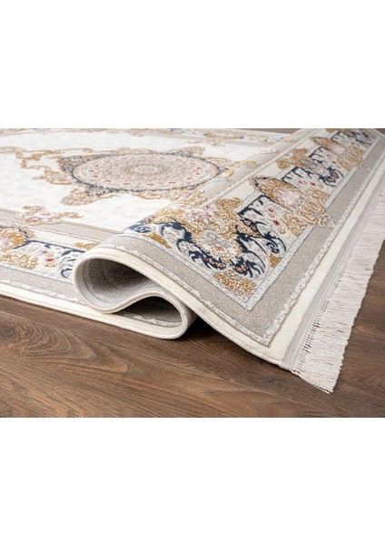 Flora FR003A Beyaz Lacivert Koridor Halısı Mutfak Halısı Salon Halısı