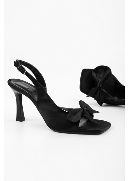 Kadın Lily Siyah Saten Fiyonk Detaylı Topuklu Ayakkabı fiyatları
