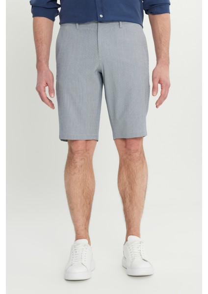 Slim Fit Dar Kesim Gofre Desenli Yan Cepli Esnek Şort