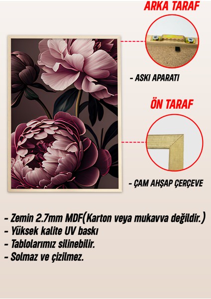 Ahşap Çerçeveli Mdf Tablo Seti Salon ve Oturma Odası Için ÇT3089
