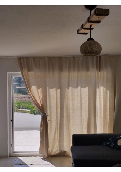 %100 Pamuklu Vintage Keten Perde Sade Düz Doğal Dokuma Güneşlik Pencere Perdesi Buldan