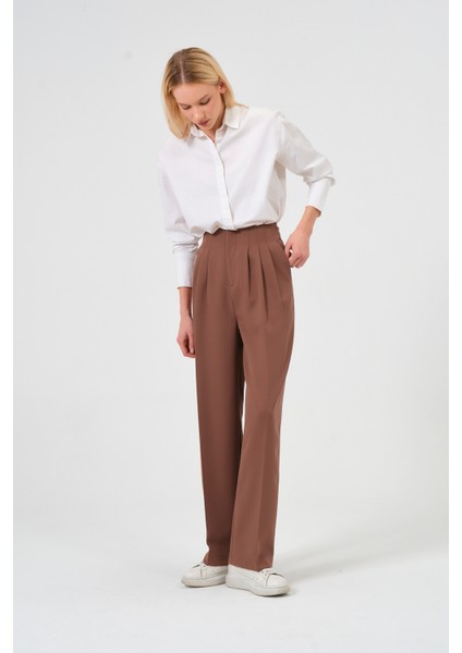 Üç Pile Yüksek Bel Palazzo Pantolon