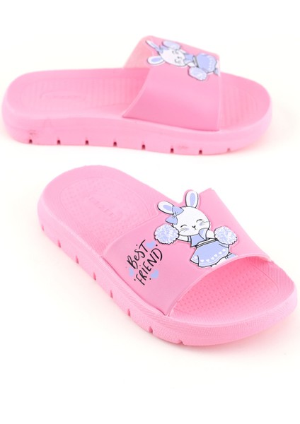 Kız Çocuk Yazlık Best Friend Bunny Pu Rahat Taban Ev Banyo Havuz Plaj Terlik
