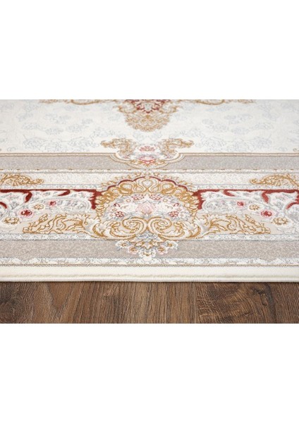 Flora FR002A Beyaz Kırmızı Koridor Halısı Mutfak Halısı Salon Halısı modelleri