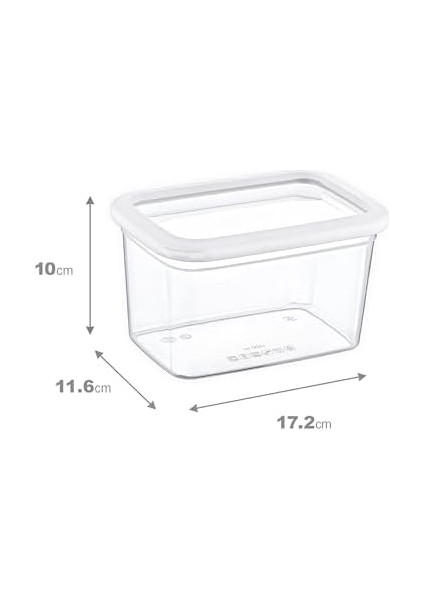 6'lı Set Skali Dikdörtgen Saklama Kabı Beyaz 1210 ml