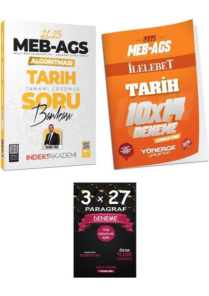 Indeks + Yönerge 2025 Meb-Ags Algoritması Tarih Soru Bankası + 14 Deneme 2 Li Set+Anlakazan Paragraf