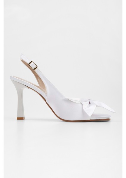 Kadın Lily Sedef Saten Fiyonk Detaylı Topuklu Ayakkabı fırsatları