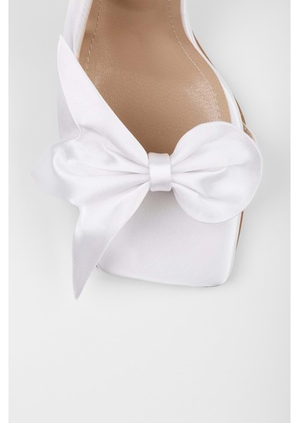 Kadın Lily Sedef Saten Fiyonk Detaylı Topuklu Ayakkabı indirimleri