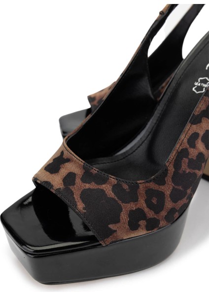 Kadın Vegan Leopar Topuklu Ayakkabı 891 297 Bn Ayk Y25 Leopar Saten modelleri