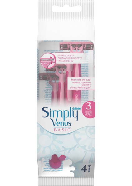Gillette Venüs Simply-3 Basic 4'lü Poşet
