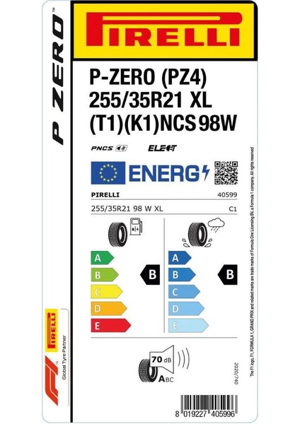 255/35R21 98W Elt Pncs P-Zero Pz4 (T1) Xl - Pirelli - Yaz