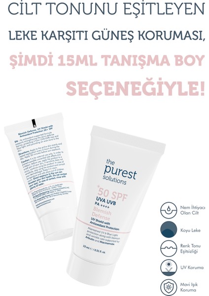 Cilt Tonu Dengeleyici ve Leke Karşıtı Blemish Defense Renkli Güneş Koruyucu Krem Spf 50, 15 ml