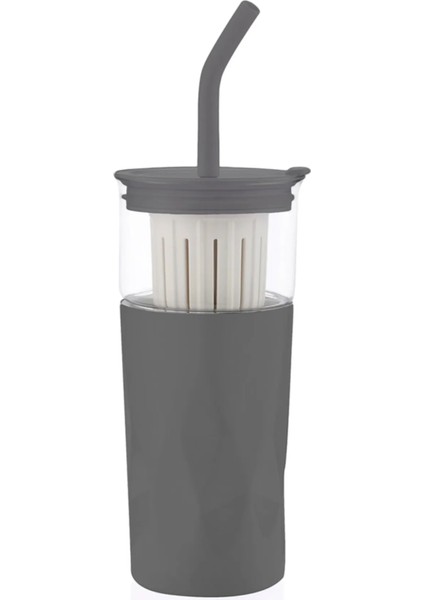 Gugush Art 5'i Bi Yerde Cam Termos Mug 700ML Isıya Dayanıklı Cam Iki Farklı Kapak Sistemi