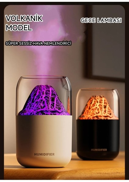 Hava Nemlendirici Volkanik Tasarım 300 ml Humidifier Ultrasonik Sessiz Buhar Makinesi Aroma fırsatları