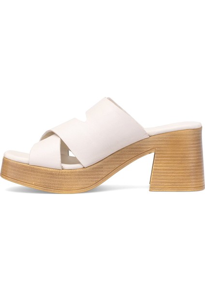 D25YT-1200 Kadın Deri Topuklu Terlik Siyah modelleri