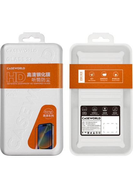 Apple iPhone 15 Pro Max Caseworld Hd Serisi 0.33MM Temperli Cam Ekran Koruyucu Şeffaf