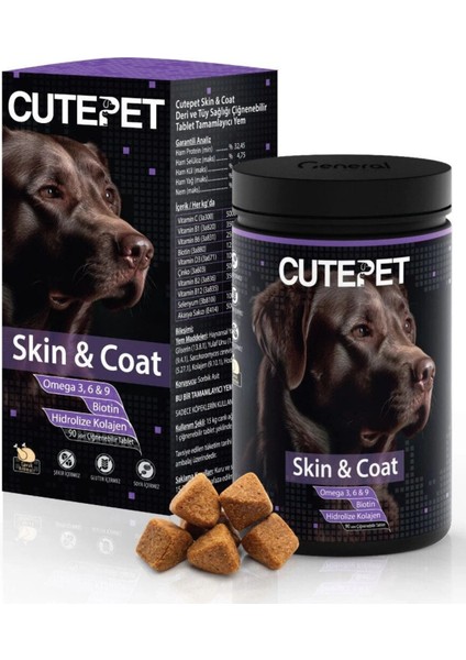 Skin&coat Köpekler Için Deri ve Tüy Sağlığını Destekleyen Ödül Maması Formunda Tablet (90 Adet)