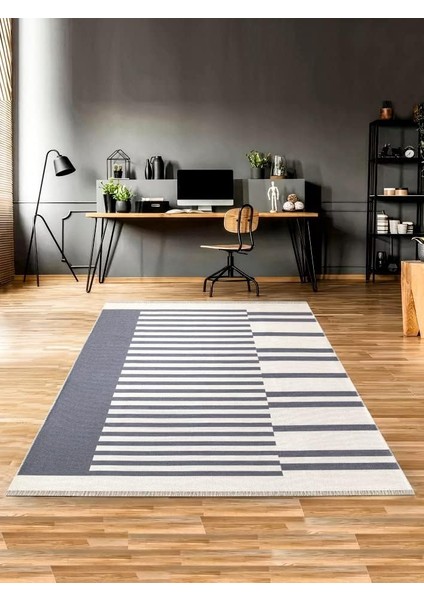 Home Çift Taraflı Makinada Yıkanabilir Modern Desenli Dokuma Kilim Karessa 3 (80X250)