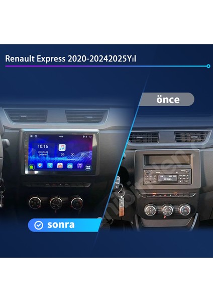 Renault Express 2020-2024 Yıl Uyumlu 9 Inç 4 GB Ram 32 GB Hafıza Multimedya Carplay Navigasyon