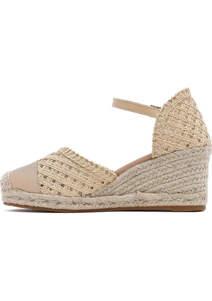 Kadın Krem Bilekten Tokalı Örgülü Dolgu Topuklu Espadril Sandalet 25sfe401929 fırsatları