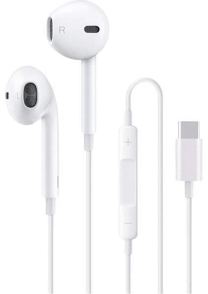 E17 Powerfull Bass Earphone Type-C Girişli Kulak Içi Kulaklık Beyaz