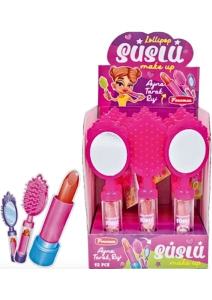 Süslü Lolipop Ruj Şeker 12'li Paket