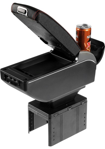 Oto Kolçak Sürgülü ve USB Şarj Girişli Tüm Araçlara Uyumlu Kol Dayama 7 USB Girişli Kolçak Siyah modelleri