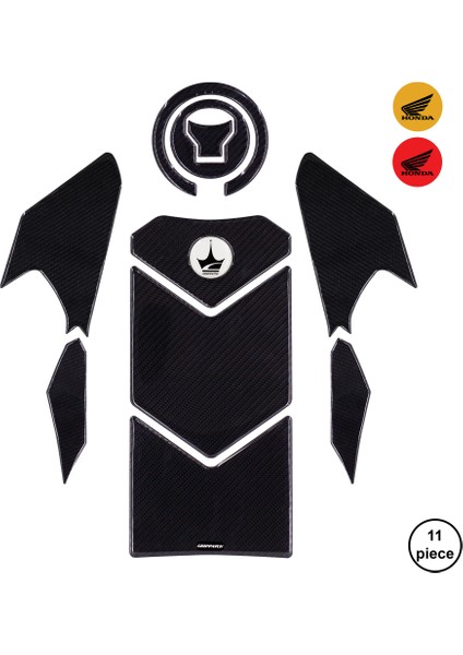 Honda NT1100 2025 ile Uyumlu Kaydırmaz 6d Karbon 11 Parça Tank Pad Seti GC27