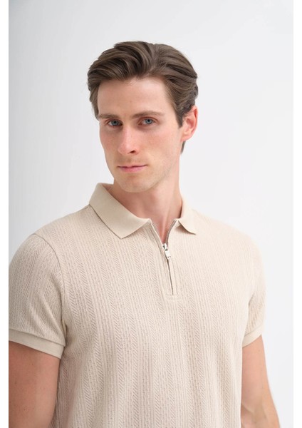 Polo Yaka Bej Erkek T-Shirt 4122 fırsatları