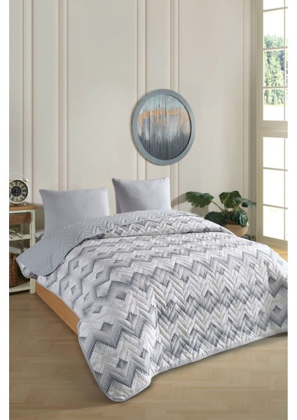Tek Kişilik Desenli Kapitone Çift Taraflı Renkli Pike Yatak Örtüsü Takımı 160X230 cm (Çarşafsız)