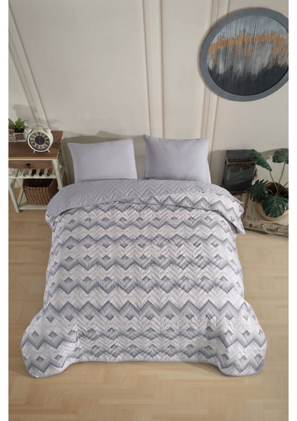 Tek Kişilik Desenli Kapitone Çift Taraflı Renkli Pike Yatak Örtüsü Takımı 160X230 cm (Çarşafsız)