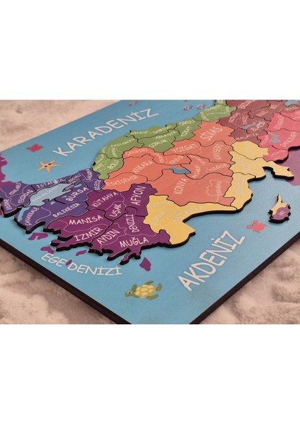 Kabartmalı Türkiye Haritası ve Komşu Ülkeler, Denizler