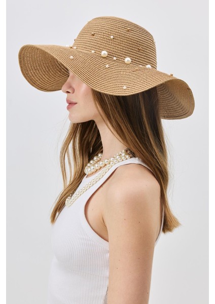 Inci Detaylı Geniş Hasır Şapka Y8214 Bej fiyatları