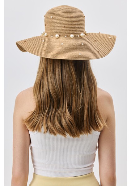 Inci Detaylı Geniş Hasır Şapka Y8214 Bej modelleri