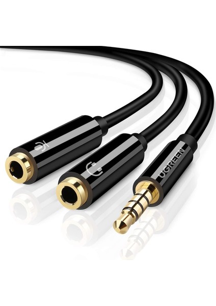 Mikrofon ve Kulaklık Ayırıcı 3.5 mm Y Kablo Siyah