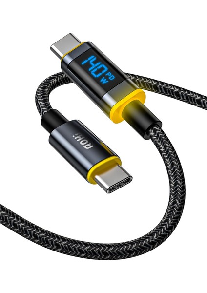 140 W USB C Kablosu, Ekranlı, Magline Naylon 1,2 M Tip C Hızlı Şarj Kablosu - iPhone 15 Pro Max, Galaxy, MacBook Pro/air, iPad Pro/air, Pixel ve Daha Fazlası ile Uyumlu