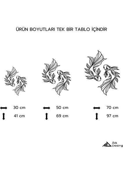 Koi Balıkları Temalı Ahşap Duvar Tablosu